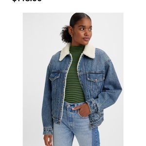 Levi’s medium indigo wash 90s Sherpa Trucker Jacket in size S